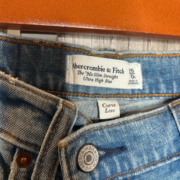 Abercrombie Fitch Jeans 25 Cross Button 90s Slim Straight Ultra High Rise - Picture 6 of 8